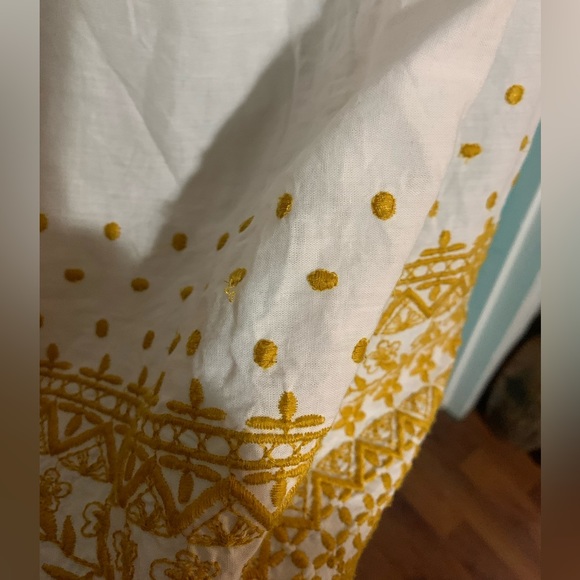 Boho Embroidered Yellow Cropped Ruffle Top - Picture 2 of 7